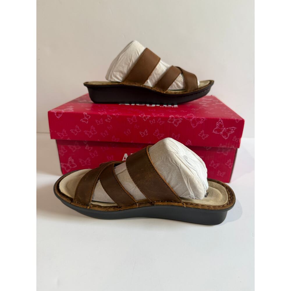 Alegria Victoriah Leather Oiled Brown Sandals Summer szWomen Size 35 NEW